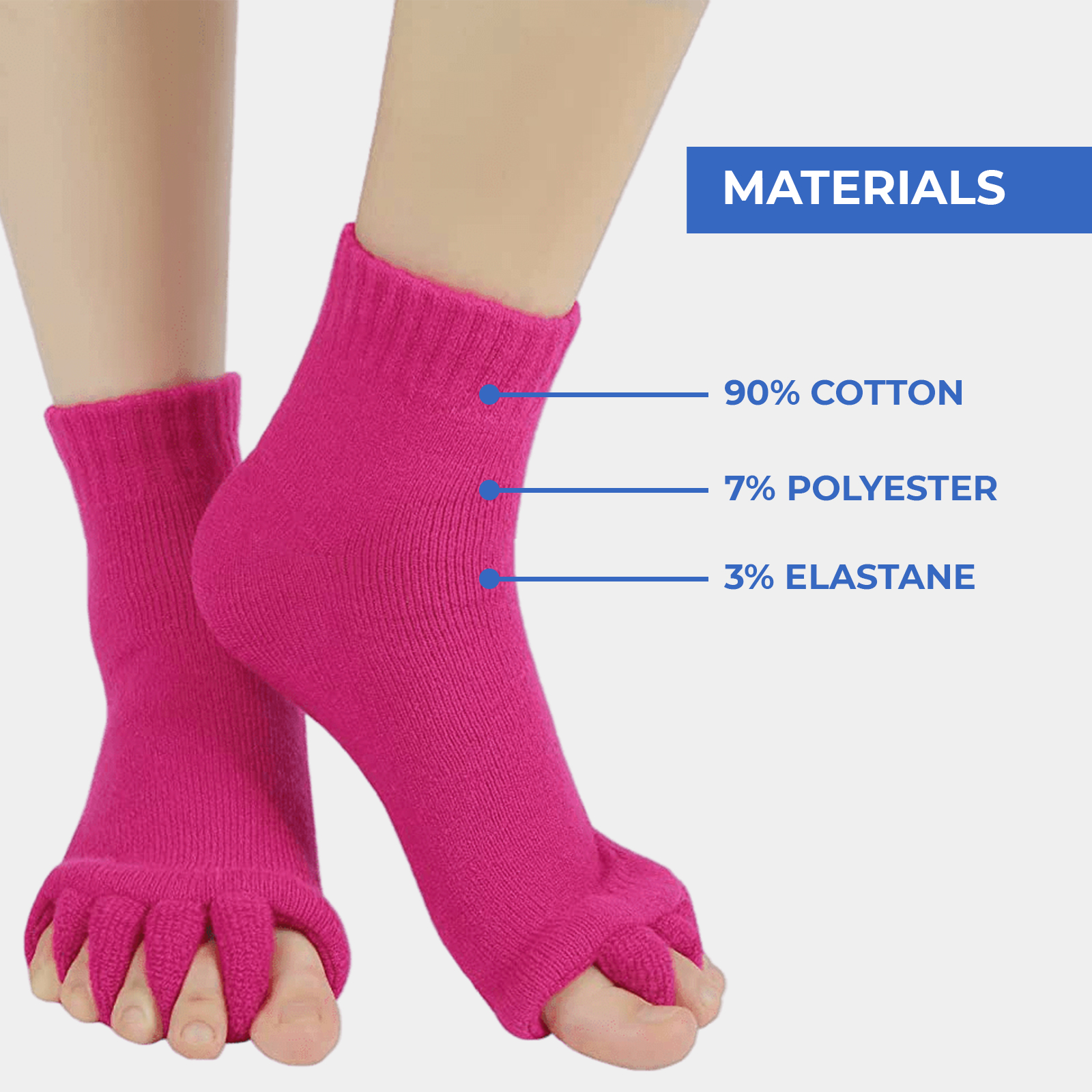 Foot Alignment Socks with Toe Separators by My Happy Feet, for Men or  Women, M